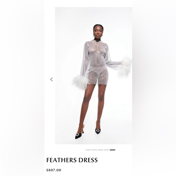 Santa Designer sparkling rhinestone dress with Feather Cuffs Exquisite statement - Picture 6 of 9